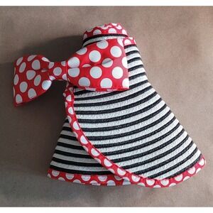 Disney Minnie Mouse Packable Sun Hat Striped Polka Dot Red White Black
